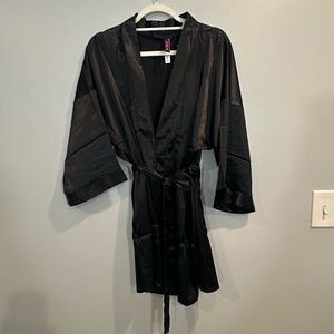 Adore Me Black Satin Robe One Size